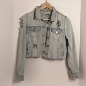 Refuge Distressed Denim Jean Jacket Size Small